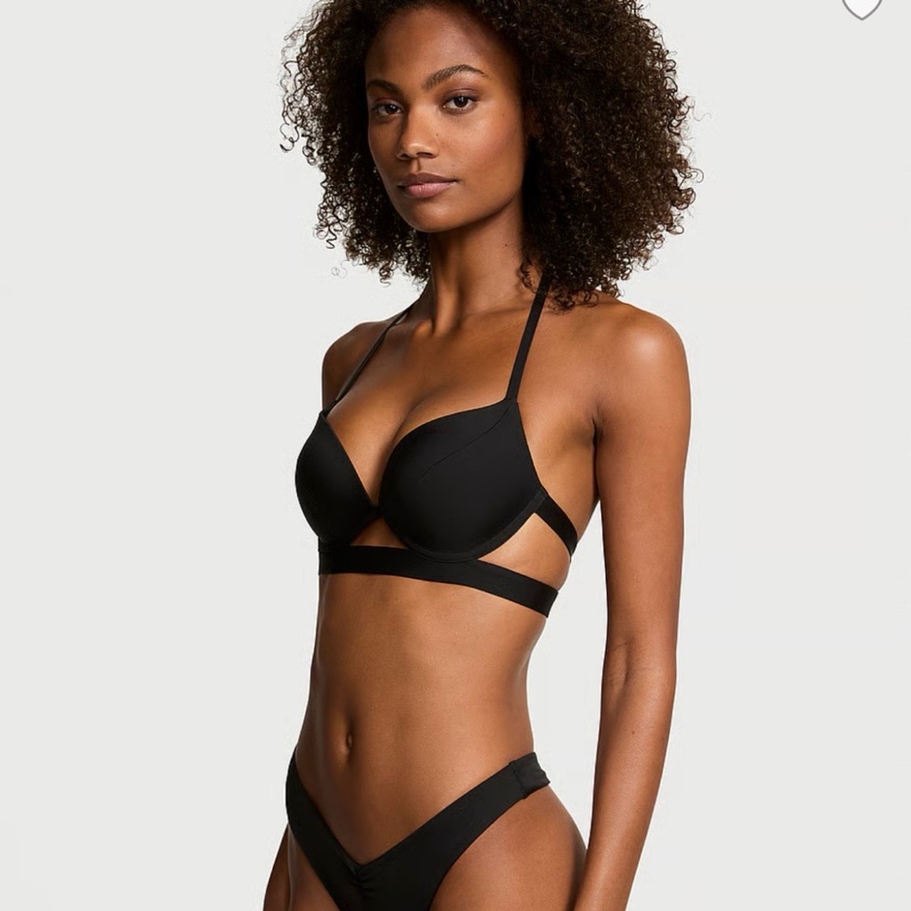 NEW Victoria's Secret hottie halter Black swim Top